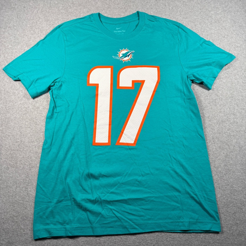 Nike Miami Dolphins Jaylen Waddle 17 T-Shirt Mens Small Aqua NFL Football Tee